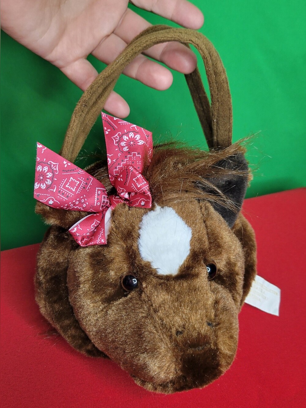 Plush Brown Horse Zip-up Purse Bandana Bearington Collection Trotter Carrysome